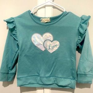 Girls ruffled shoulder sweatshirt bundle. Size 6/6x